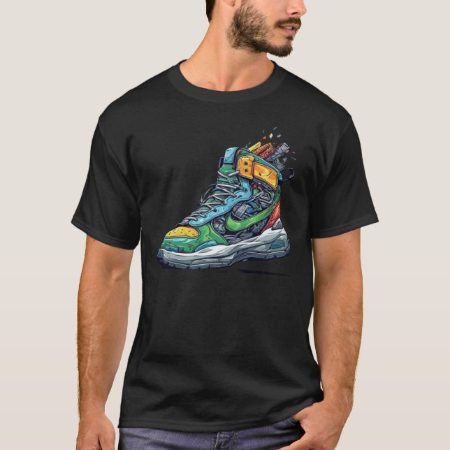 T-Shirt Graphique Basket Graffiti Coloré - Urbain  (Devant)