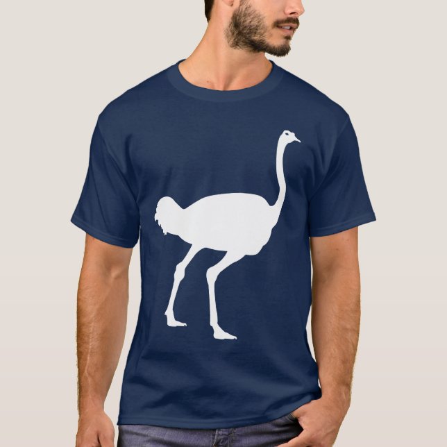 T-shirt Graphique blanc de silhouette d'oiseau d'autruche (Devant)