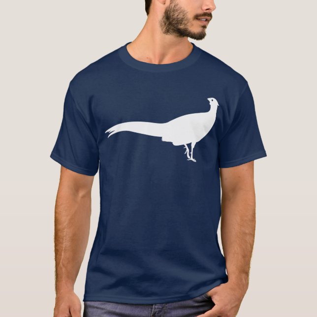 T-shirt Graphique blanc de silhouette d'oiseau de faisan (Devant)