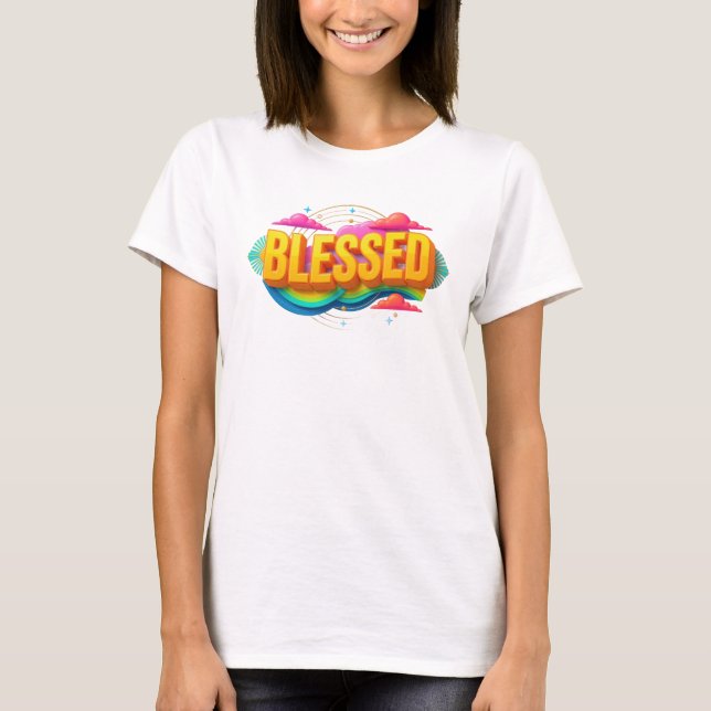 T-shirt graphique BLESSED tendance (Devant)