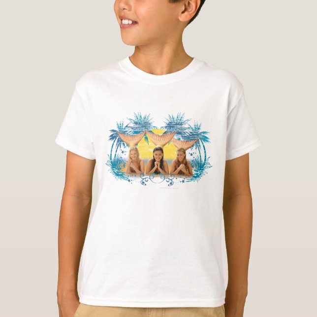 T-shirt Graphique bleu de palmier de groupe (Devant)