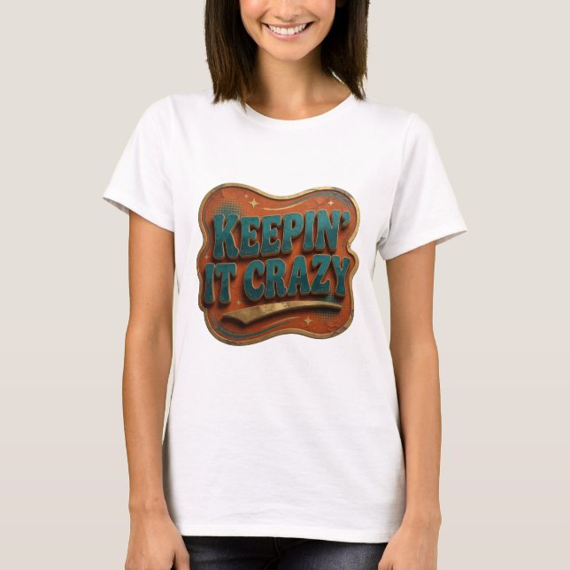T-shirt graphique bleu gras KEEPIN' IT CRAZY (Devant)