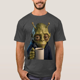 T-shirt graphique Café Matinal Alien Fatigué