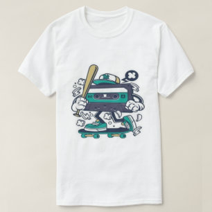 T-Shirt Graphique Cassette Skateur Rétro 80s Dessi