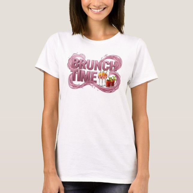 T-shirt graphique « Catchy Pink BRUNCH TIME » (Devant)