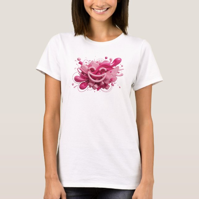 T-shirt graphique Catchy Pink HAPPY FACE (Devant)