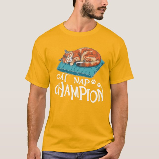 T-Shirt Graphique Champion de la Sieste de Chat (Devant)
