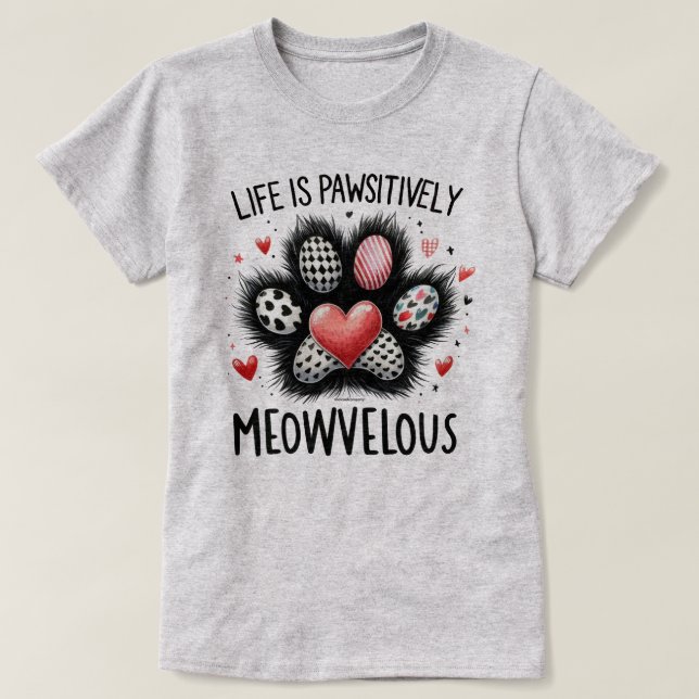 T-shirt graphique chat drôle - Pawsitivement Méwve (Design devant)