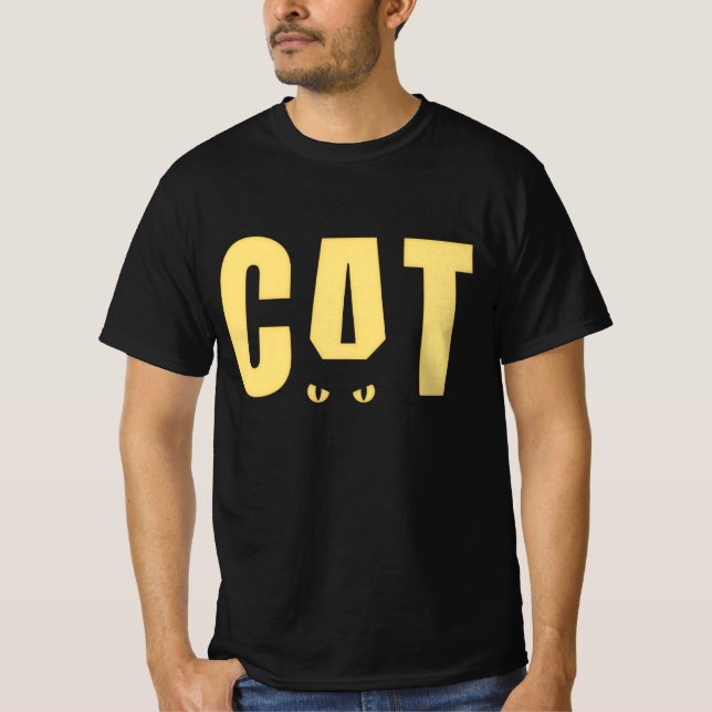 T-shirt graphique chat noir drôle pour hommes | Mi (Devant)