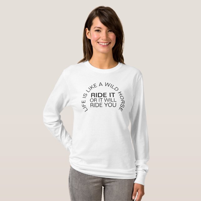 T-shirt graphique cheval sauvage texte noir slogan (Devant entier)