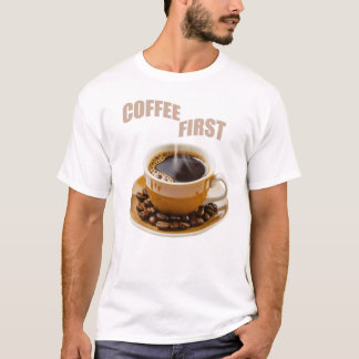 T-shirt graphique Coffee First pour hommes