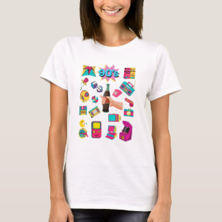 T-Shirt Graphique Collage Autocollants Rétro