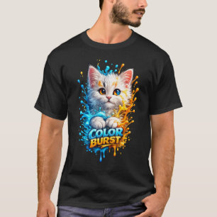 T-shirt graphique Color Burst Cat – Éclaboussure d