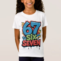 T-shirt graphique coloré Pop Art 67 Six Seven pour