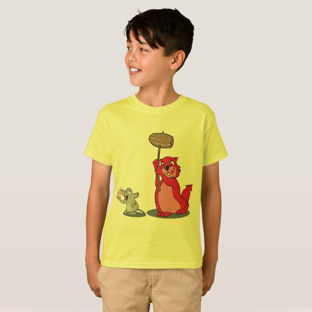 T-shirt graphique Cool Red Cat et Mouse Boys - Amu (Devant entier)