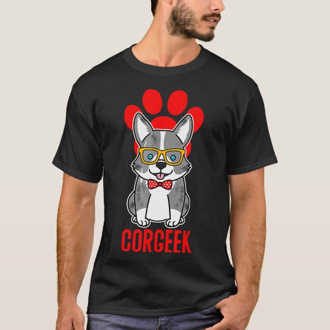 T-shirt Graphique Corgeek Corgi Merle Bleu   (Devant)
