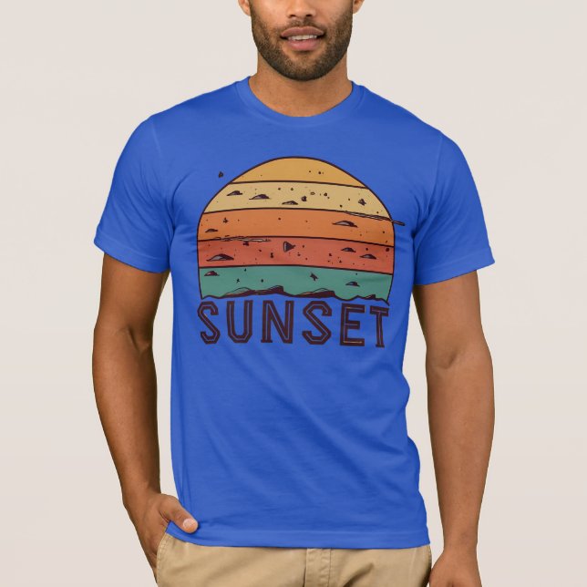 T-Shirt Graphique Coucher de Soleil Rétro (Devant)