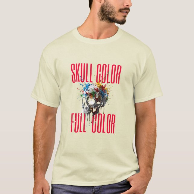 T-Shirt Graphique Couleur Complète de Crâne (Devant)