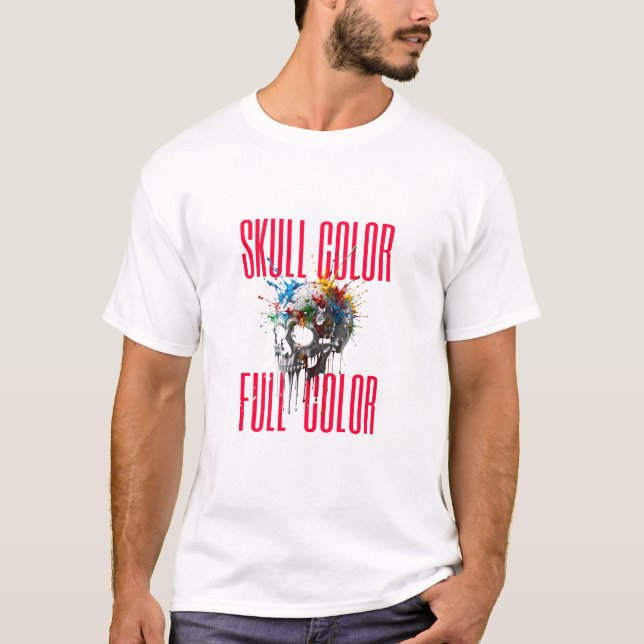 T-Shirt Graphique Couleur Crâne Couleur Complète (Devant)
