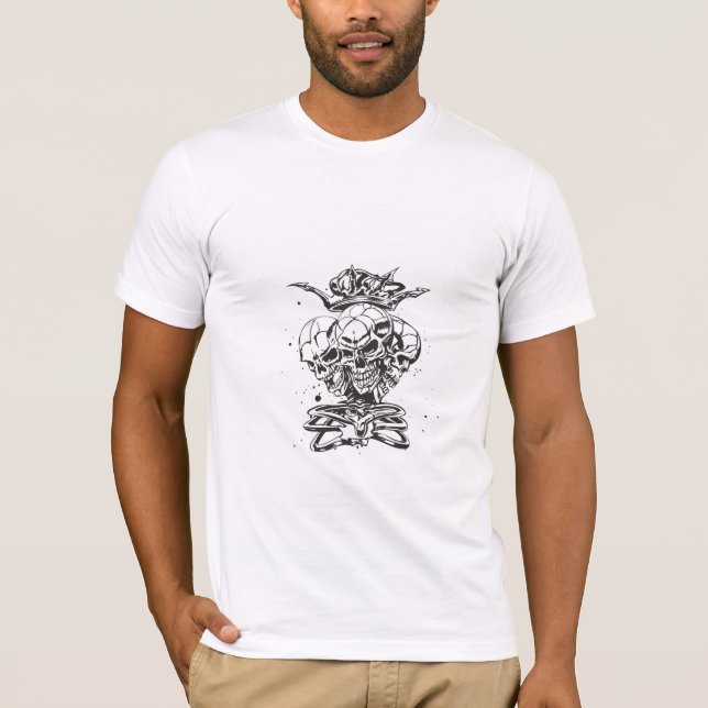 T-Shirt Graphique Crâne Vintage avec Fusils Croisé (Devant)
