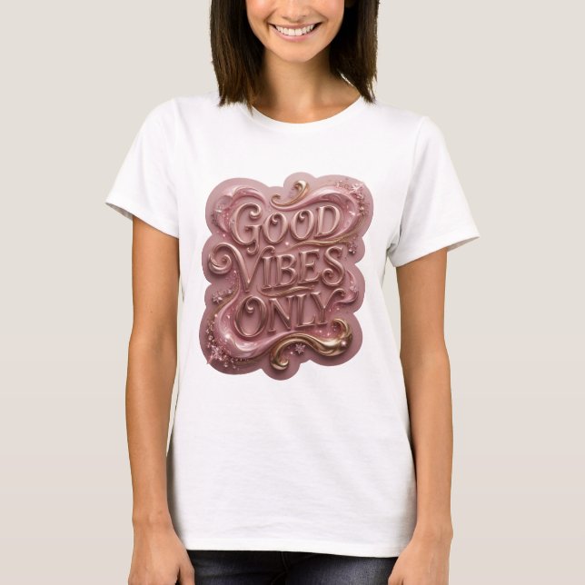 T-shirt graphique Crisp Gold GOOD VIBES ONLY (Devant)