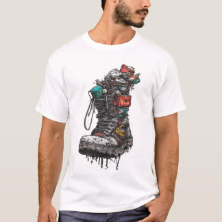 T-Shirt Graphique Cyberpunk Bottes Tactiques - Gru