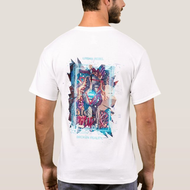 T-Shirt Graphique Cyberpunk Glitch Art & Réalité B (Dos)