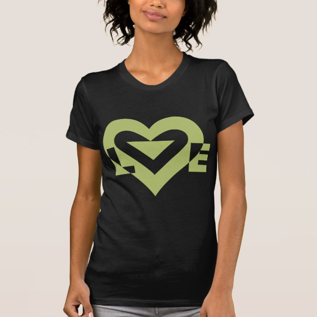 T-shirt Graphique d'amour cool, Vert Sage (Devant)