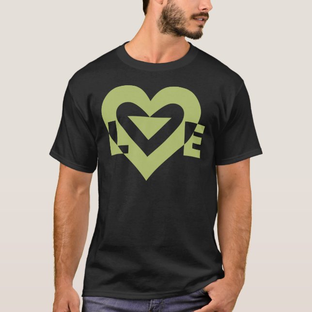 T-shirt Graphique d'amour cool, Vert Sage (Devant)