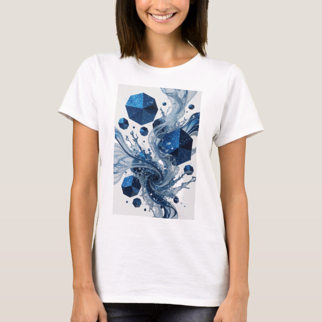 T-shirt graphique d'art abstrait bleu vibrant (Devant)