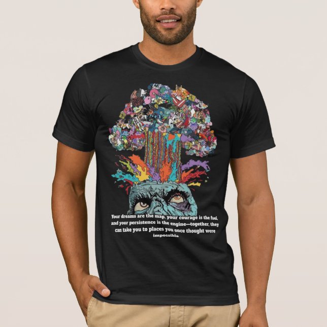 T-shirt graphique d'art crânien psychédélique (Devant)