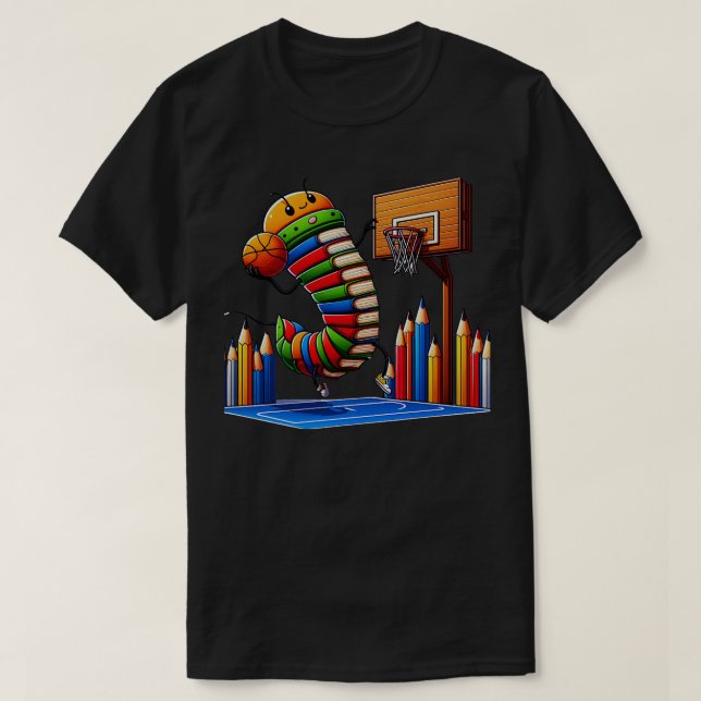 T-shirt Graphique de basketball de ver de livre drôle pour (Design devant)