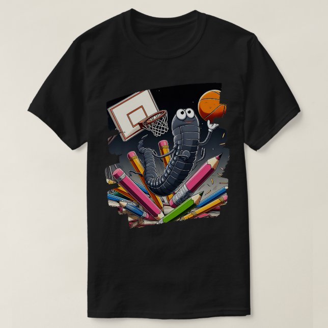 T-shirt Graphique de basketball de ver de livre drôle pour (Design devant)