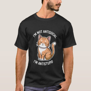 T-shirt Graphique de chat antisocial drôle