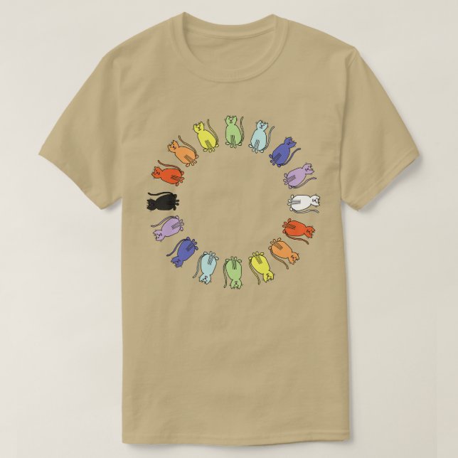 T-shirt Graphique de chat arc-en-ciel en cercle mignon (Design devant)