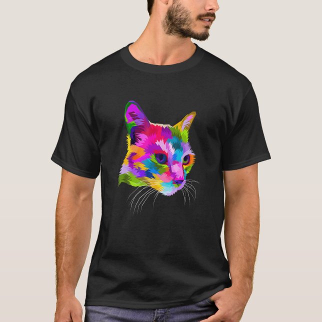 T-shirt Graphique de chats colorés (Devant)