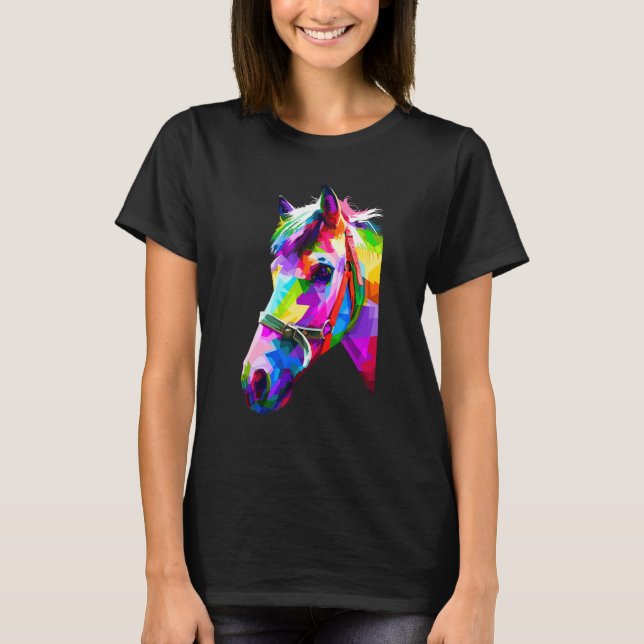 T-shirt Graphique de cheval coloré 4 (Devant)