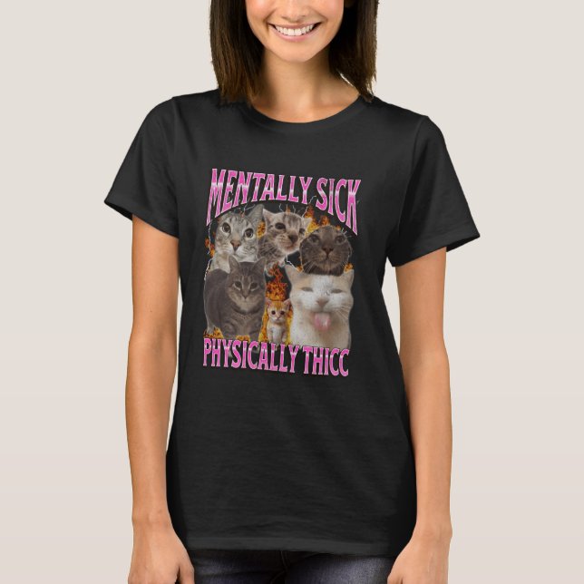 T-shirt Graphique de contrefaçon de mème de chat drôle phy (Devant)