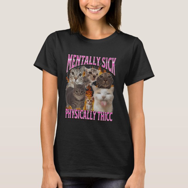 T-shirt Graphique de contrefaçon de mème de chat drôle phy (Devant)