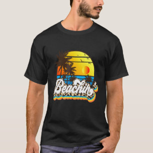 T-shirt Graphique de coucher de soleil de léopard de plage