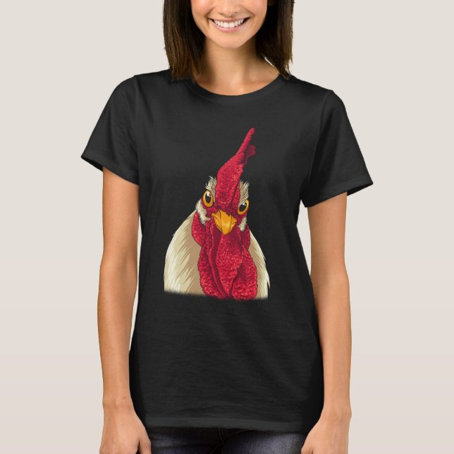 T-shirt Graphique de dessin amusant du visage de poulet (Devant)