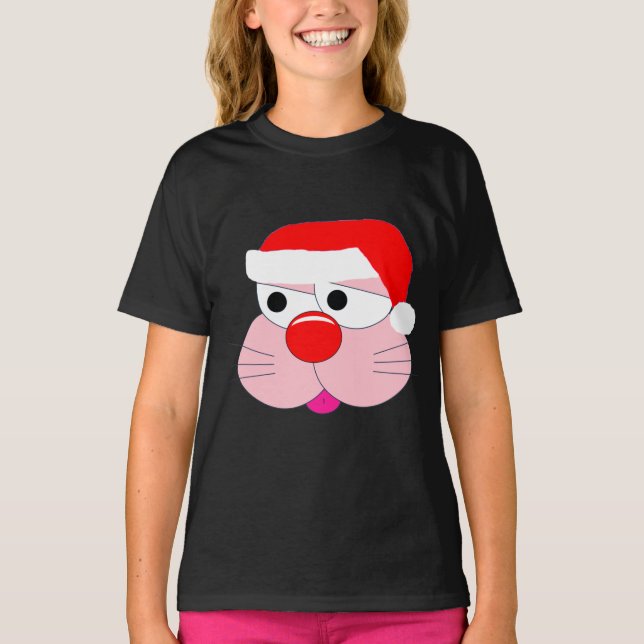 T-shirt graphique de dessin animé de lapin de Noël (Devant)