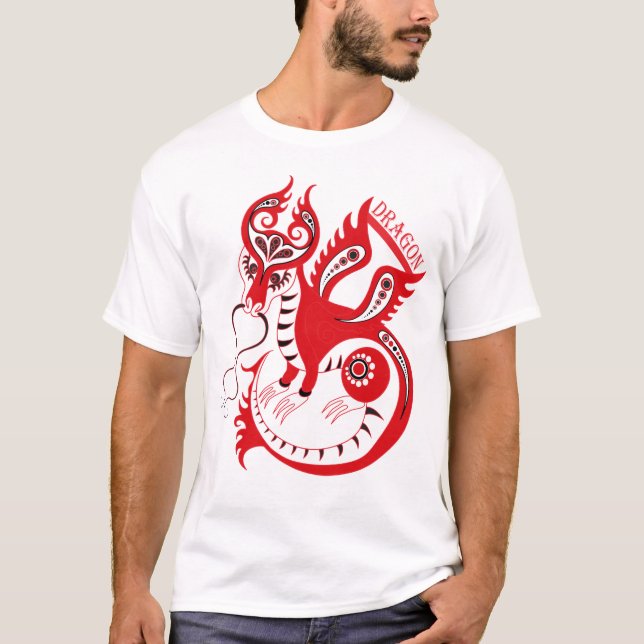 T-shirt Graphique de dessin de dragon chinois (Devant)