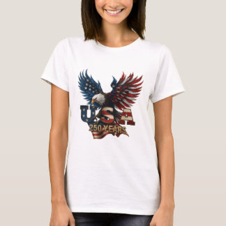 T-shirt Graphique de drapeau aigle 250 ans États-Unis