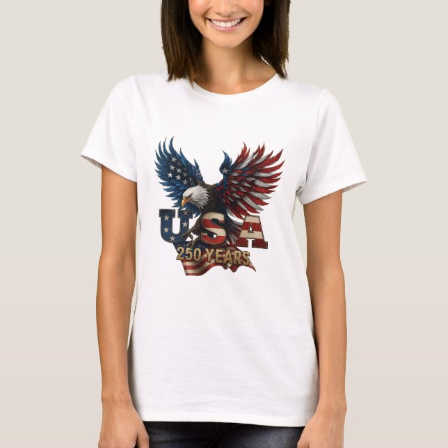 T-shirt Graphique de drapeau aigle 250 ans États-Unis (Devant)