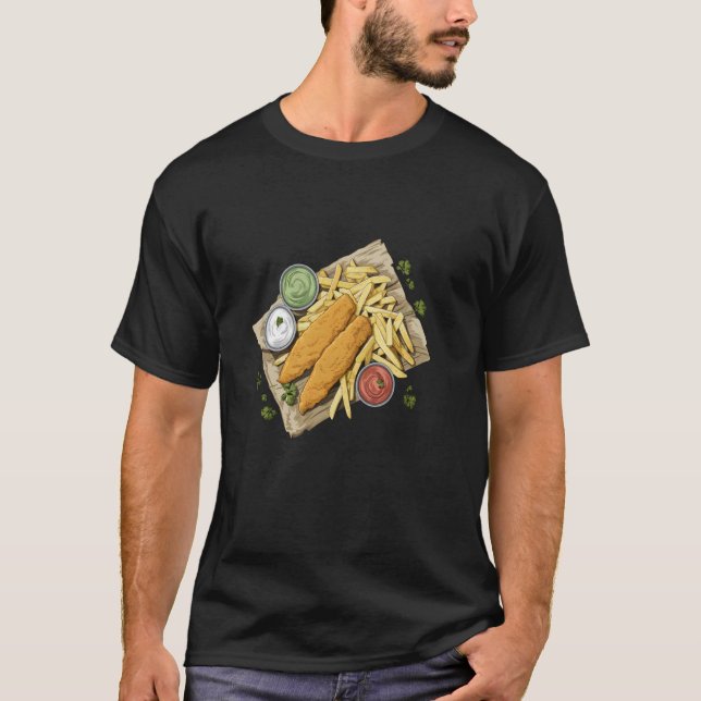 T-shirt Graphique de Fish And Chips britannique classique (Devant)