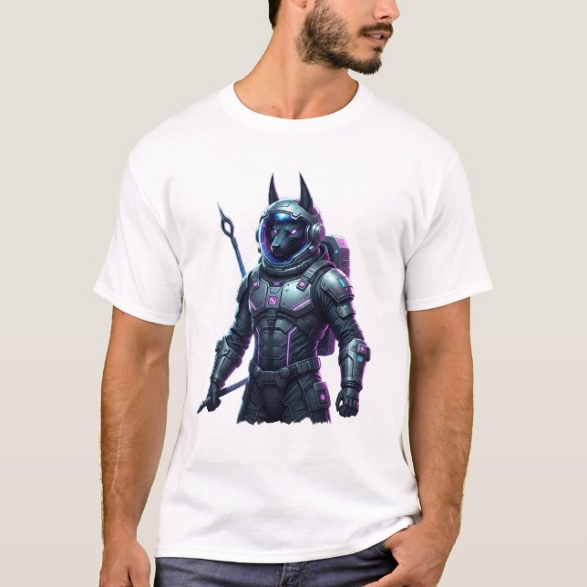 T-Shirt Graphique de Guerrier Cyberpunk Futuriste  (Devant)