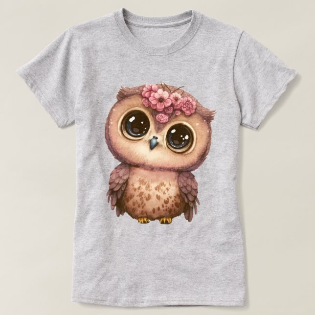 T-shirt Graphique de hibou aux grands yeux (Design devant)