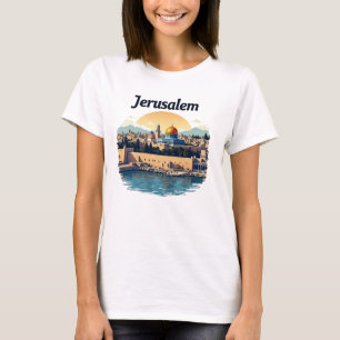 T-shirt graphique de Jérusalem Skyline Ville Saint