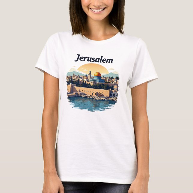 T-shirt graphique de Jérusalem Skyline Ville Saint (Devant)